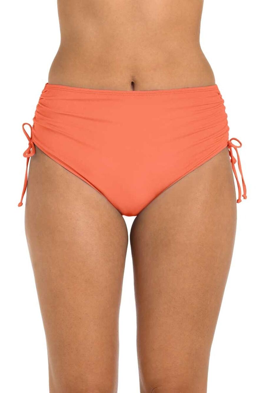 24th & Ocean Women's 8 Coral Adjustable Side Tie Mid Rise Bikini Bottoms G35-17